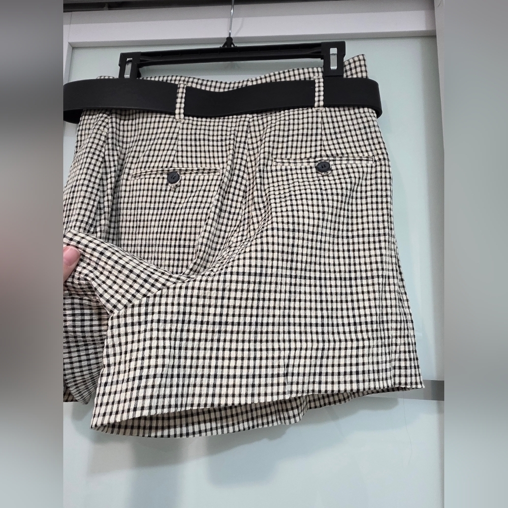 Zara Belted Giingham Plaid Cotton Shorts - Picture 12 of 15